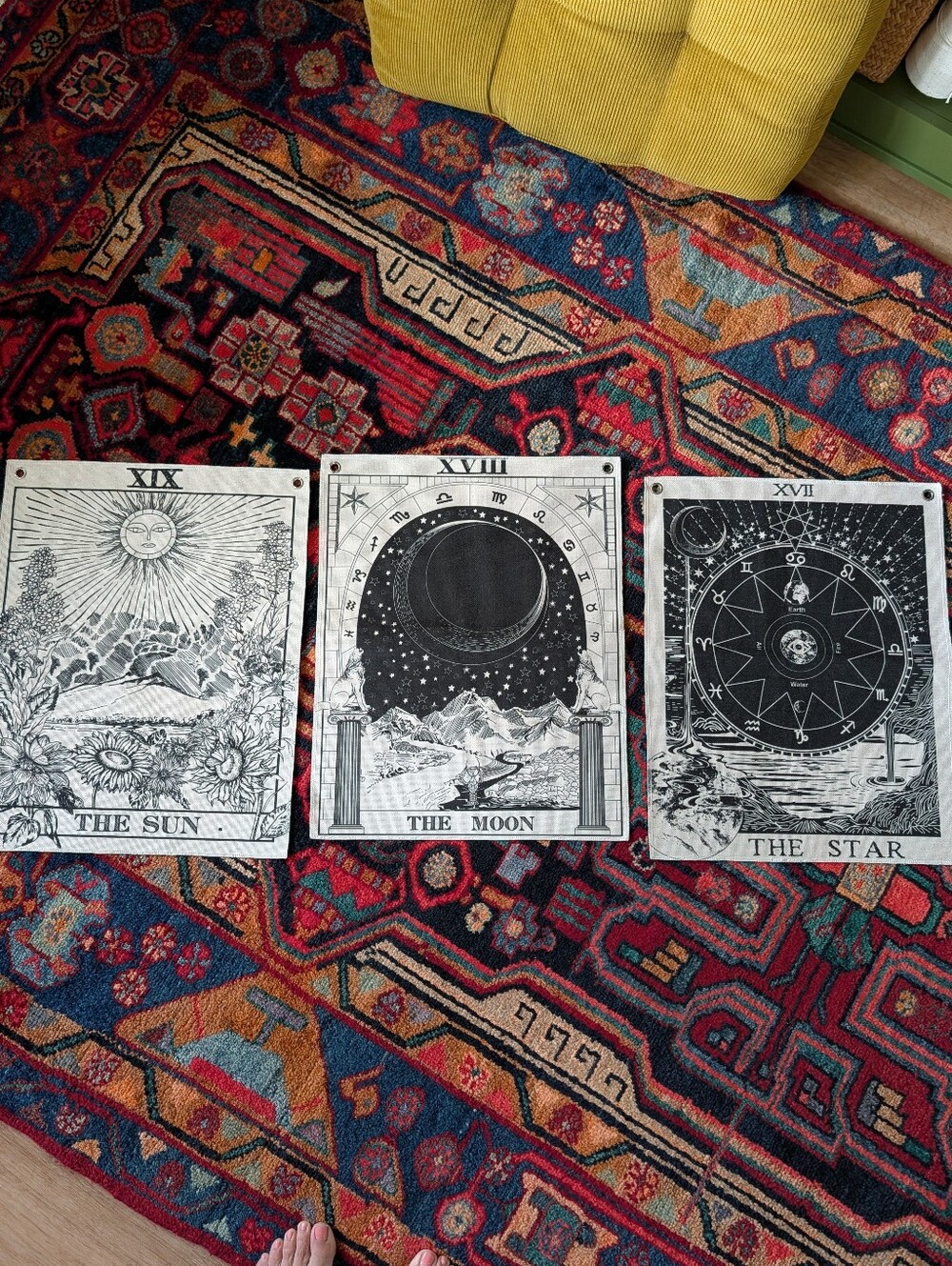 Tarot Wall Art Prints — The Sun, The Moon, The Star — Black & White Home Art Set